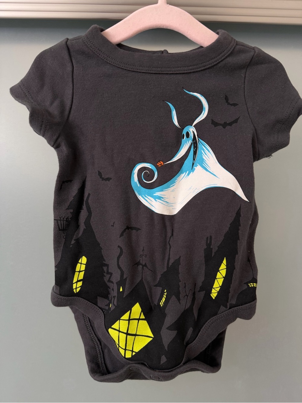 Kids Black Ghost Print One-Piece Bodysuit